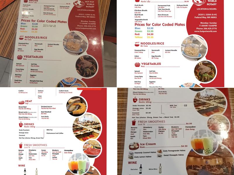 Hot Pot World Rotary Menu