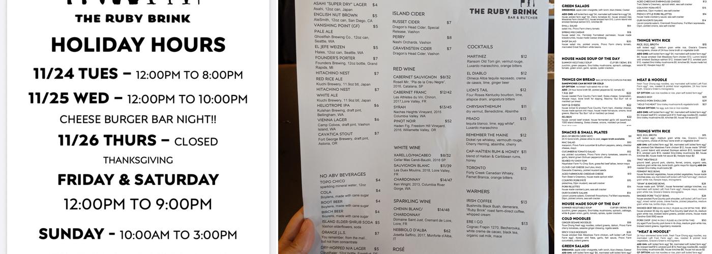The Ruby Brink Menu