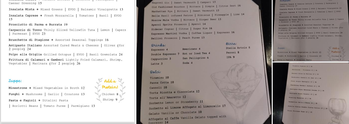 Roma Mia Menu
