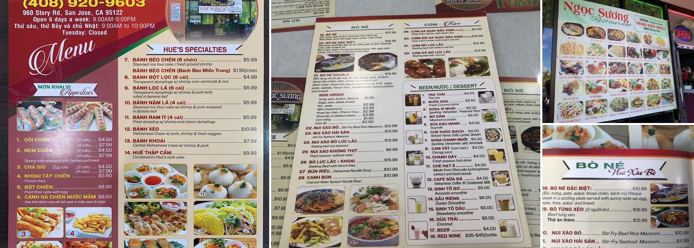 Ngoc Suong Menu