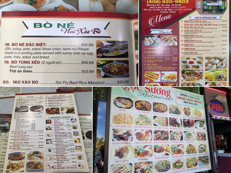 Ngoc Suong Menu