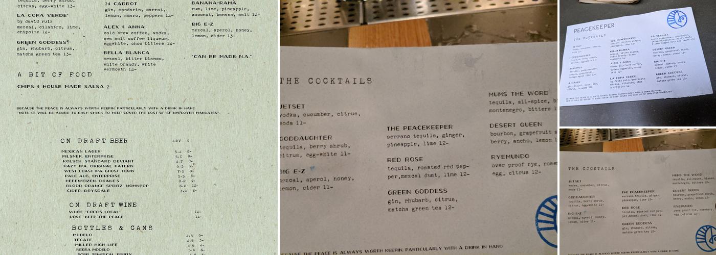 Peacekeeper Menu