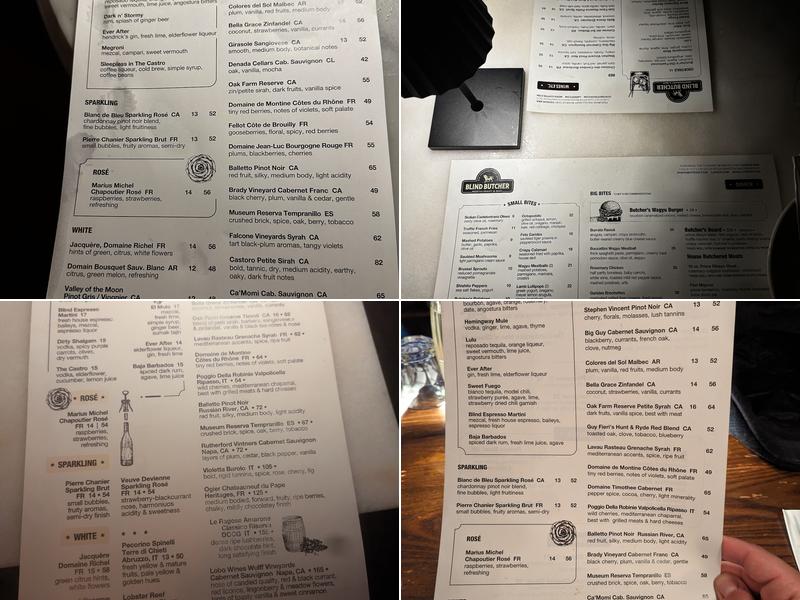 Blind Butcher Menu