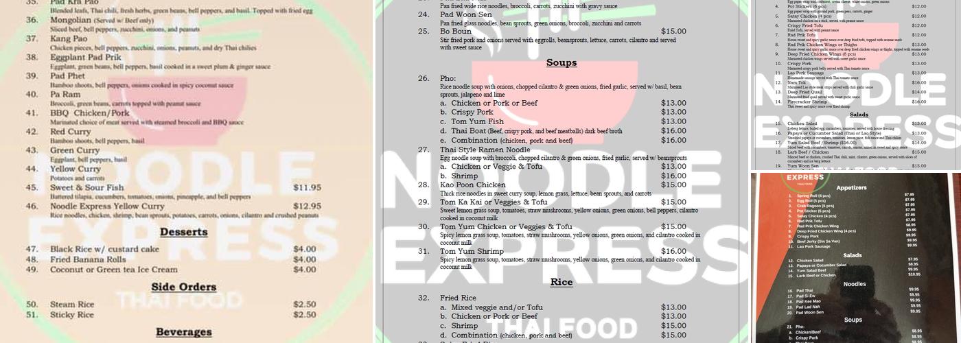 Noodle Express Menu