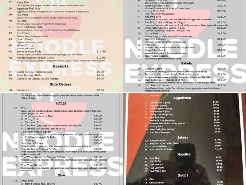 Noodle Express Menu