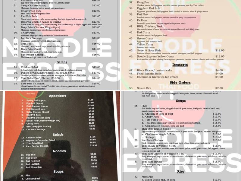 Noodle Express Menu