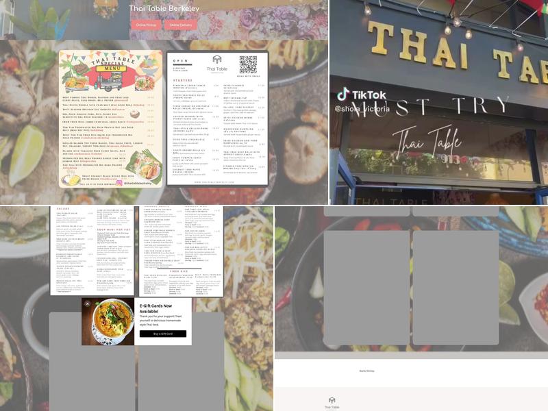 Thai Table Menu