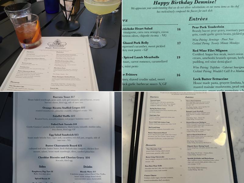 Vim Dining and Desserts Menu