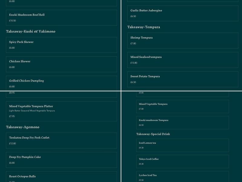 Yukchinhon Japanese Menu