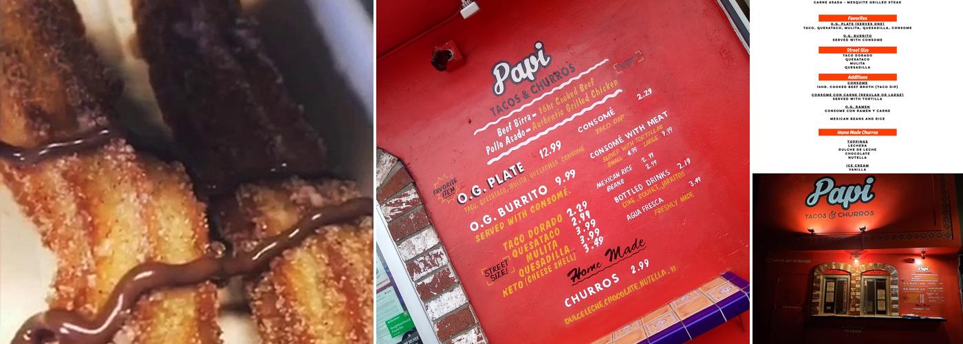 Papi tacos & churros Menu