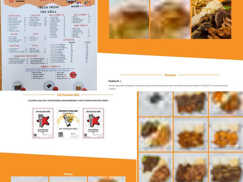 AHI Hawaiian BBQ Menu