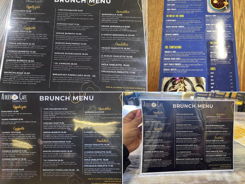 A Huevo Cafe Menu