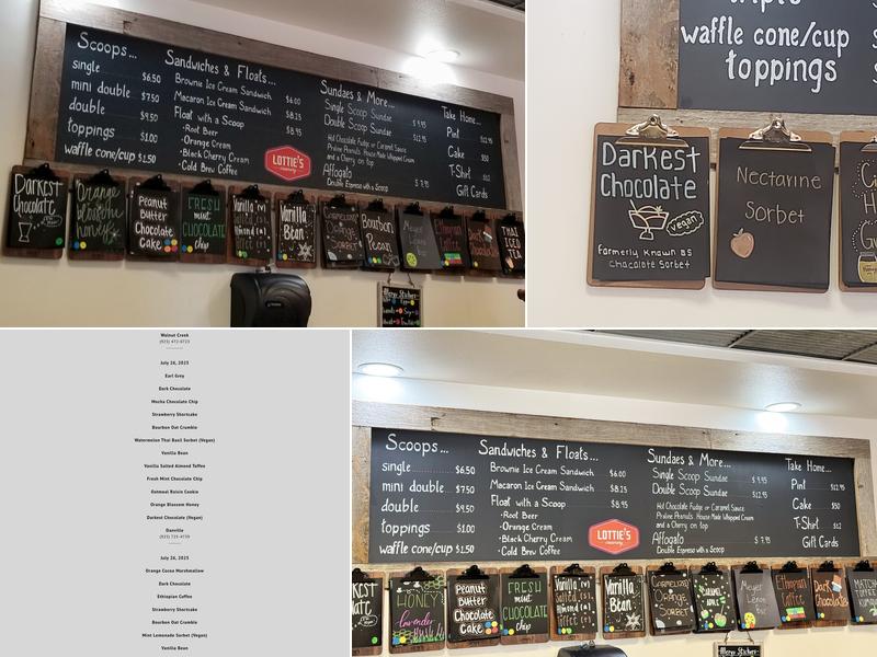 Lottie's Creamery Menu