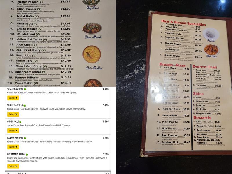 Everest Cuisine Menu