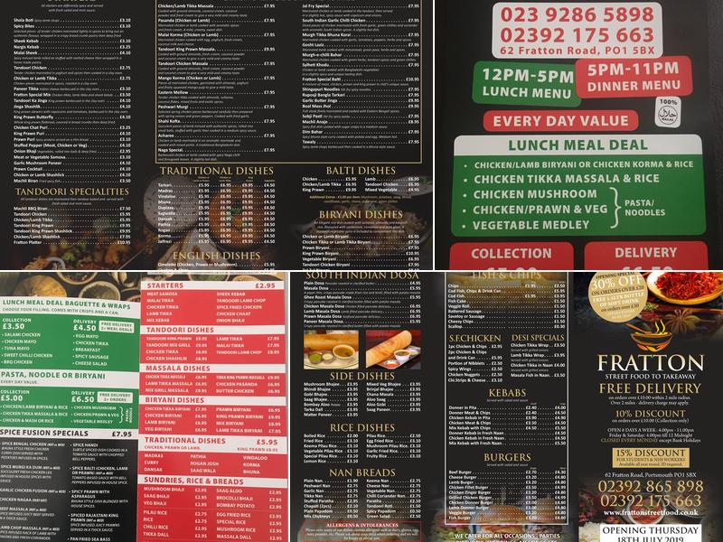 Fratton Takeaway Menu