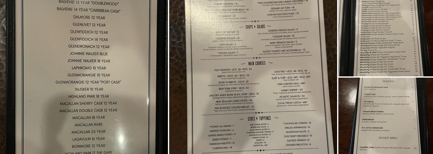 ChopHouse Thirteen Menu