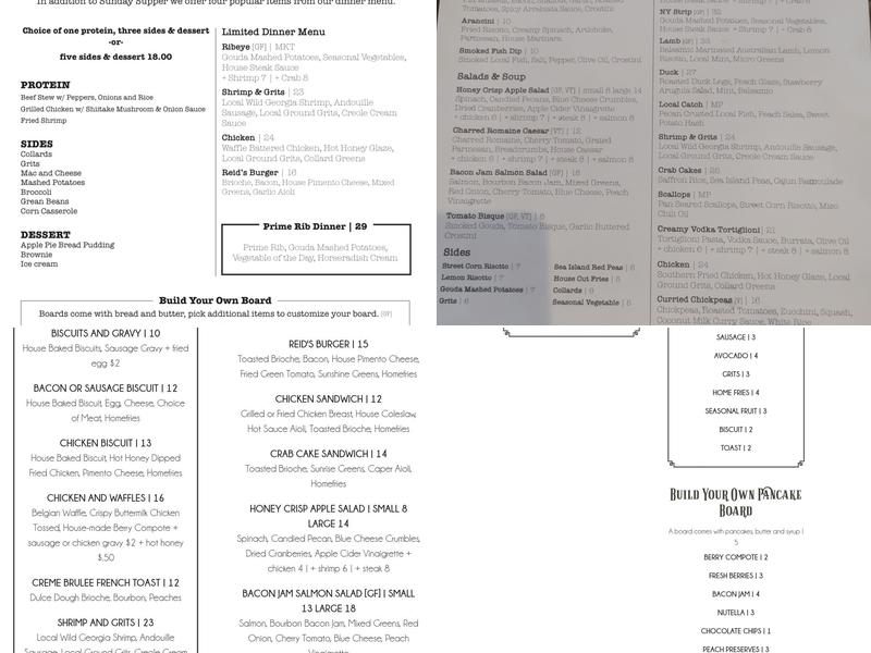 Reid's Apothecary Menu