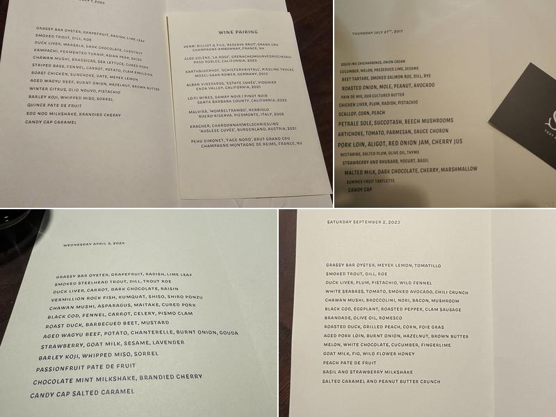 Six Test Kitchen Menu