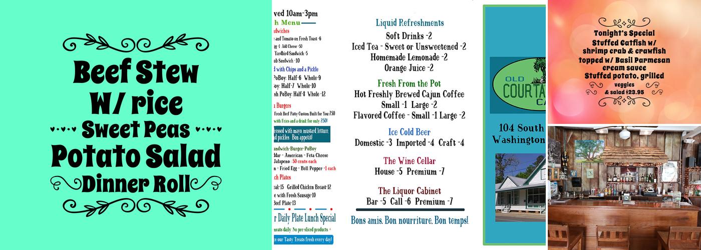Old Courtableau Cafe Menu