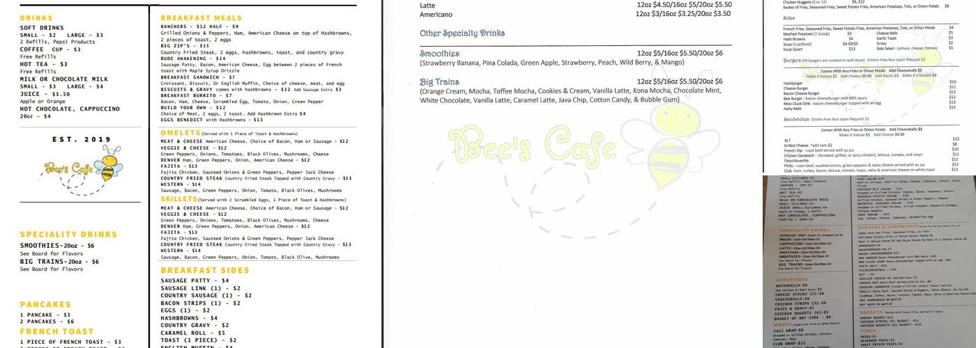 Bee's Café Menu