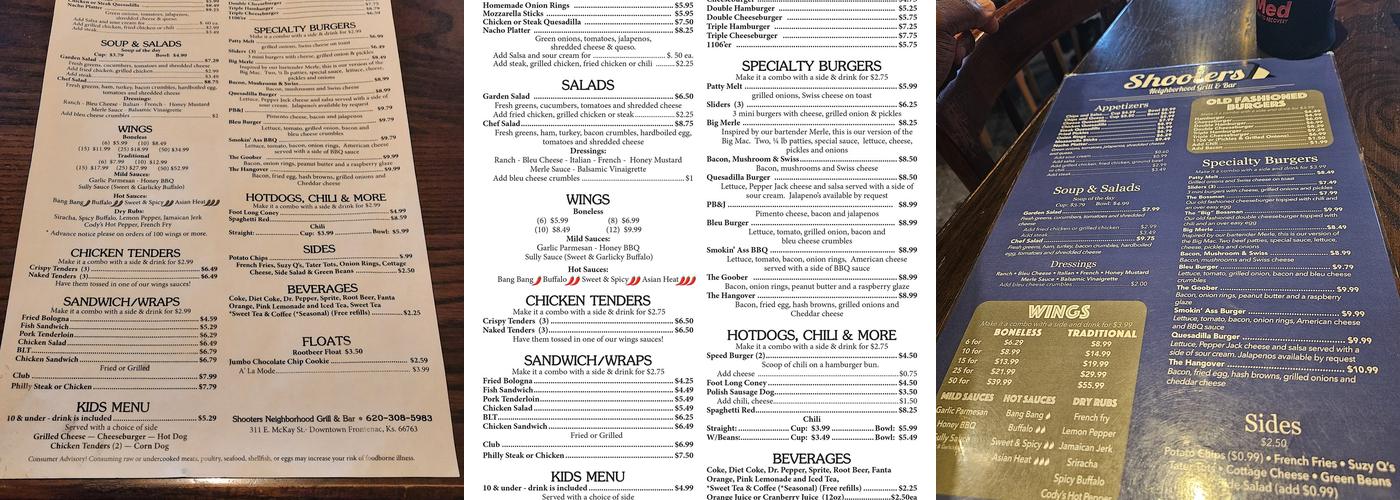Shooters Neighborhood Grill & Bar Menu