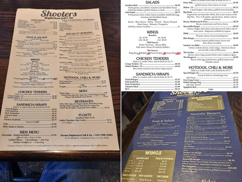 Shooters Neighborhood Grill & Bar Menu