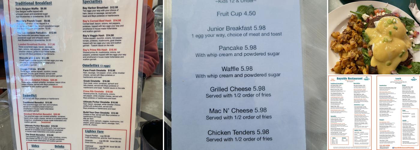 Bayside Restaurant Menu