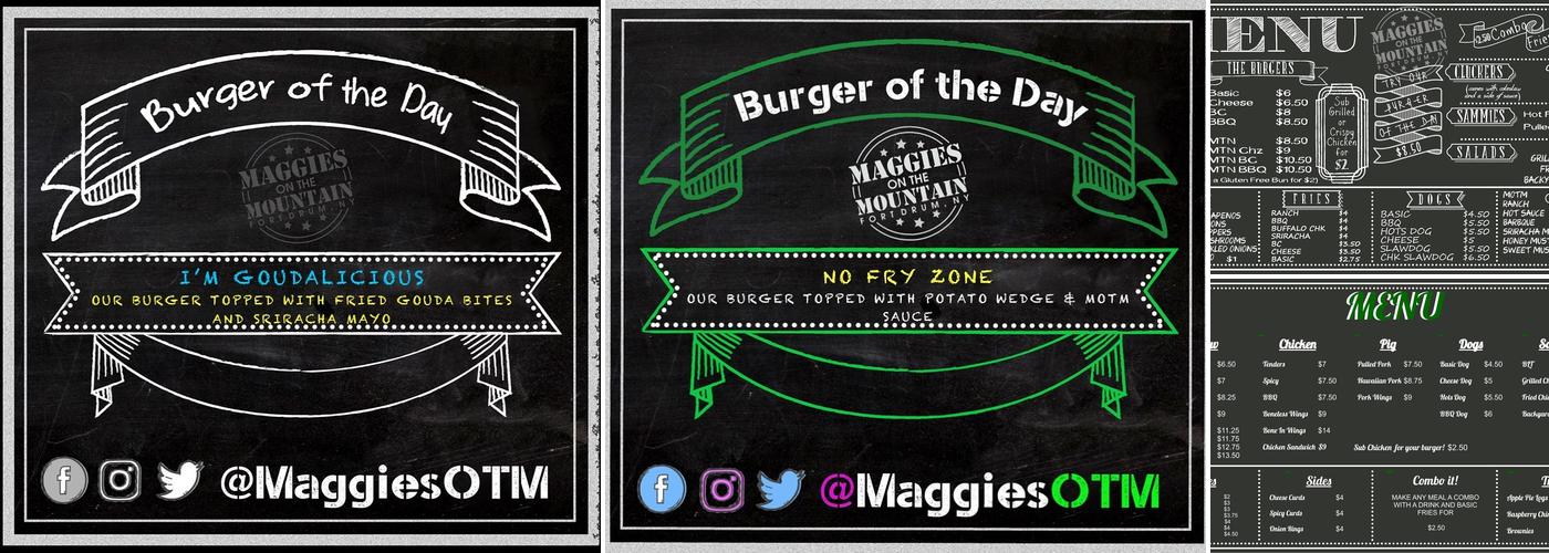 Maggies on the Mountain Menu