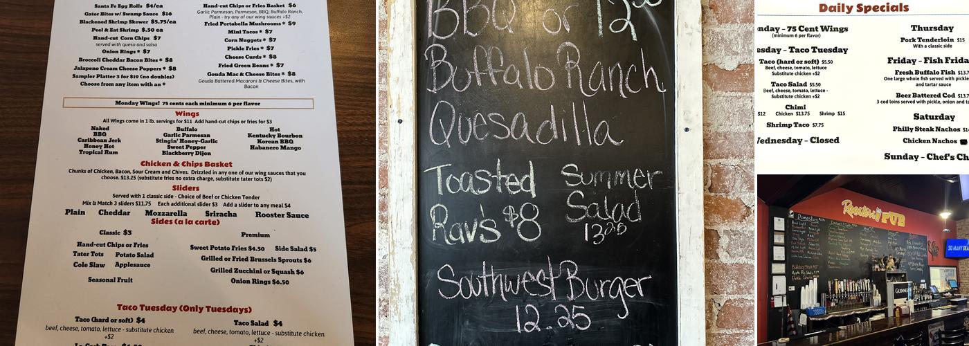 Rooster's Pub Menu