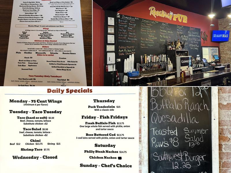 Rooster's Pub Menu