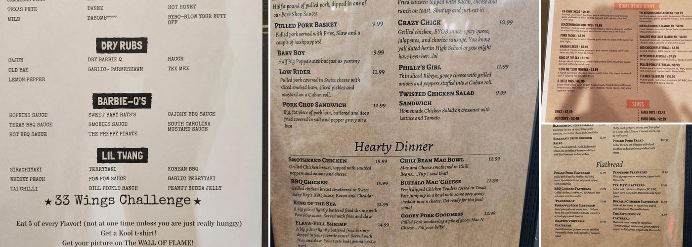 That Little Pork Shop Menu