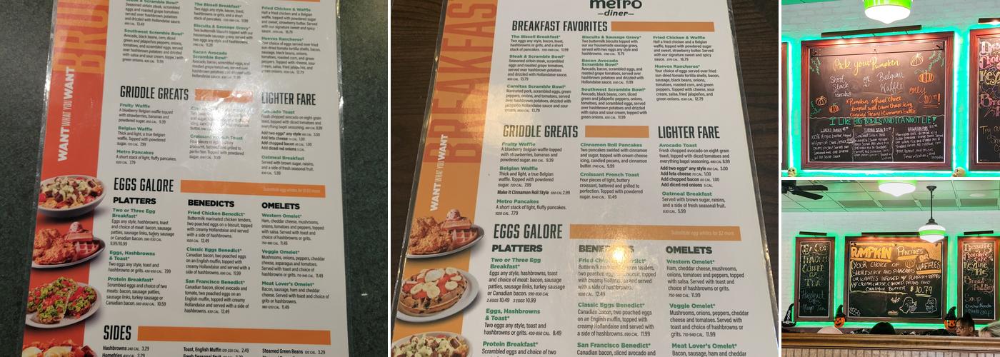 Metro Diner Menu