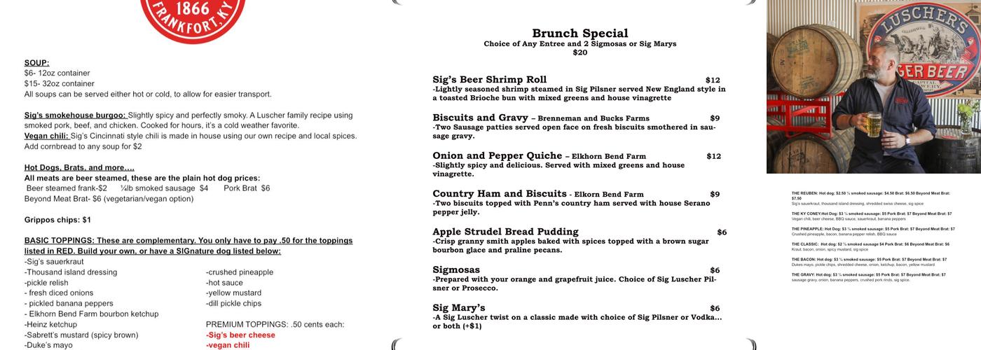 Sig Luscher Brewery Menu