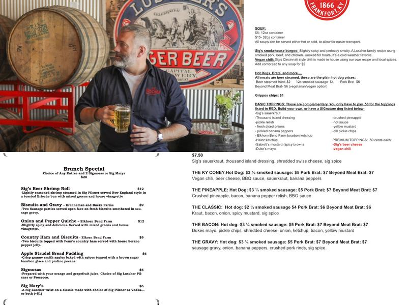 Sig Luscher Brewery Menu