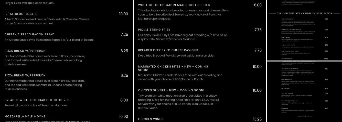 Thee Upper Crust Pizzeria Menu