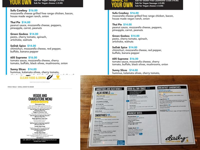 Daily Clean Food and Drink Menu