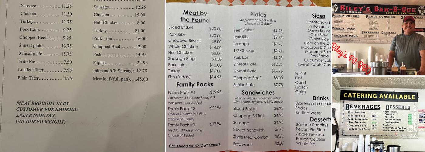 Riley’s Pit BBQ Menu