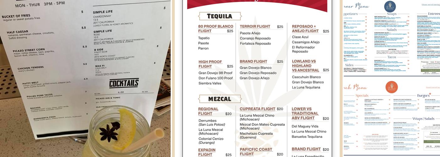 Kina's Kitchen & Bar Menu