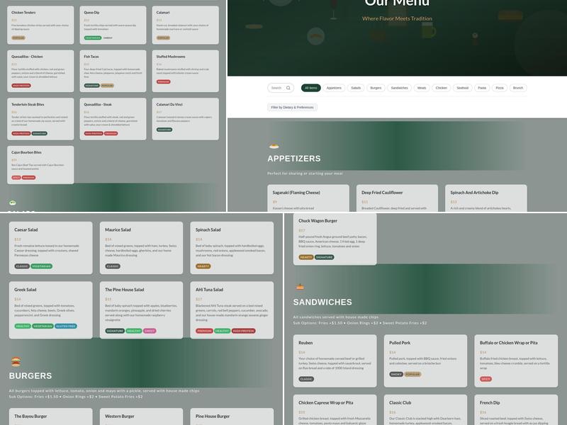 Pine House Kitchen & Bar Menu