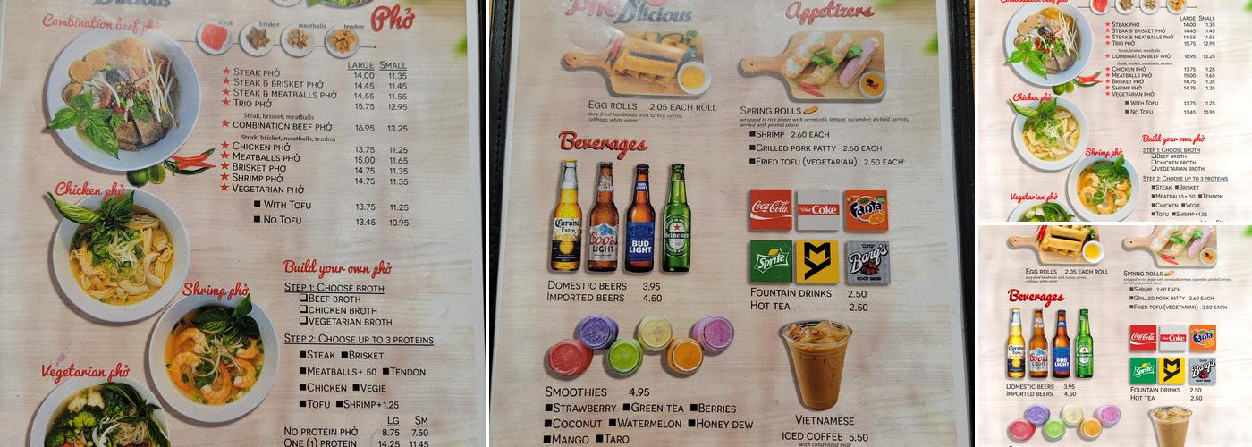 Pho D'licious Menu