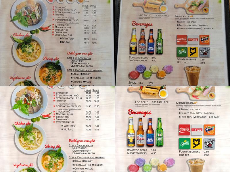 Pho D'licious Menu