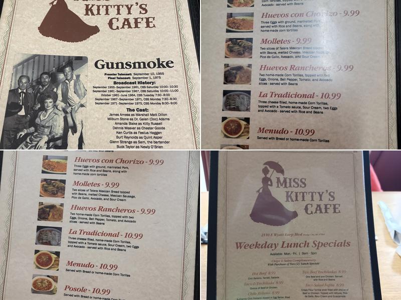 Miss Kitty's Cafe Menu