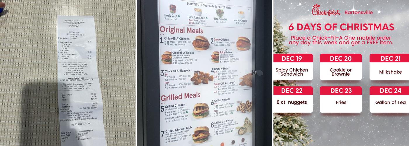 Chick-fil-A Bartonsville Menu