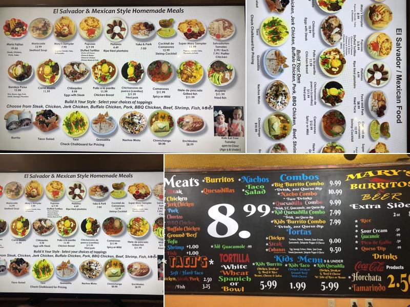 Mary's Burritos Menu
