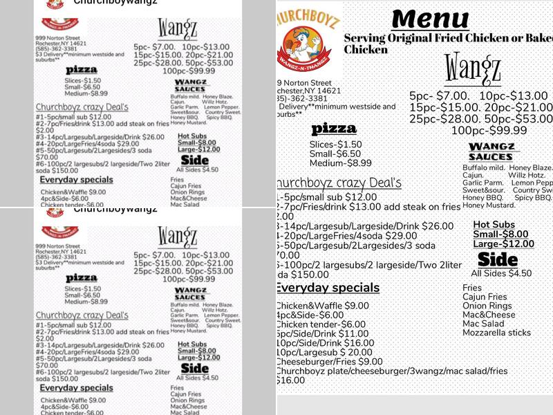 Church Boyz Wangz N Thangz Menu