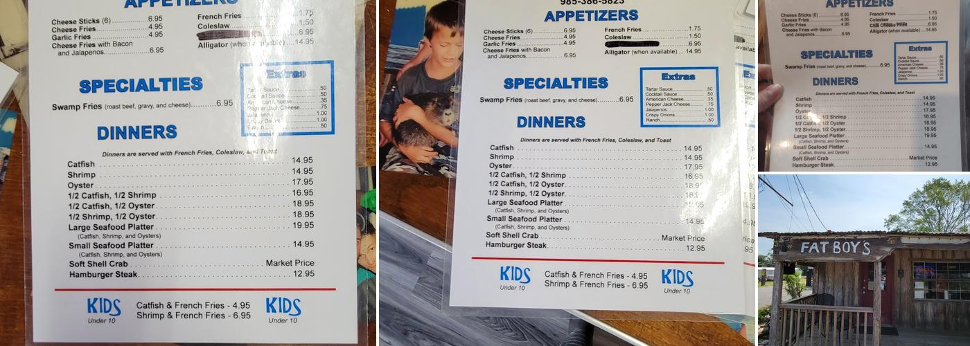 Fatboy's Seafood Kitchen Menu