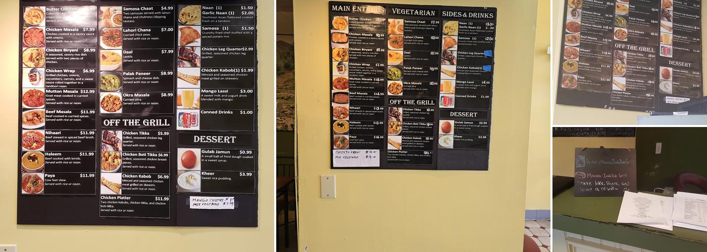 Masala Menu
