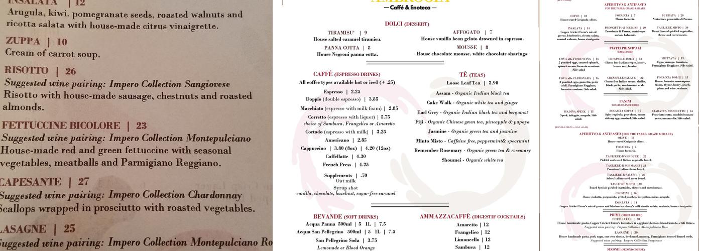 Ambrogia Caffé & Enoteca Menu