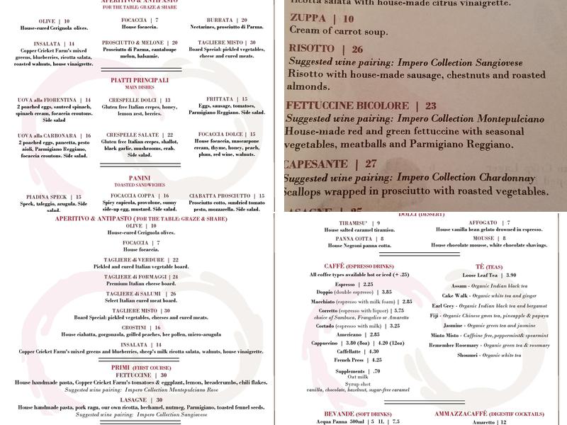 Ambrogia Caffé & Enoteca Menu