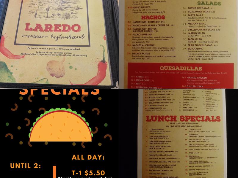 Laredo Mexican Restaurant Menu